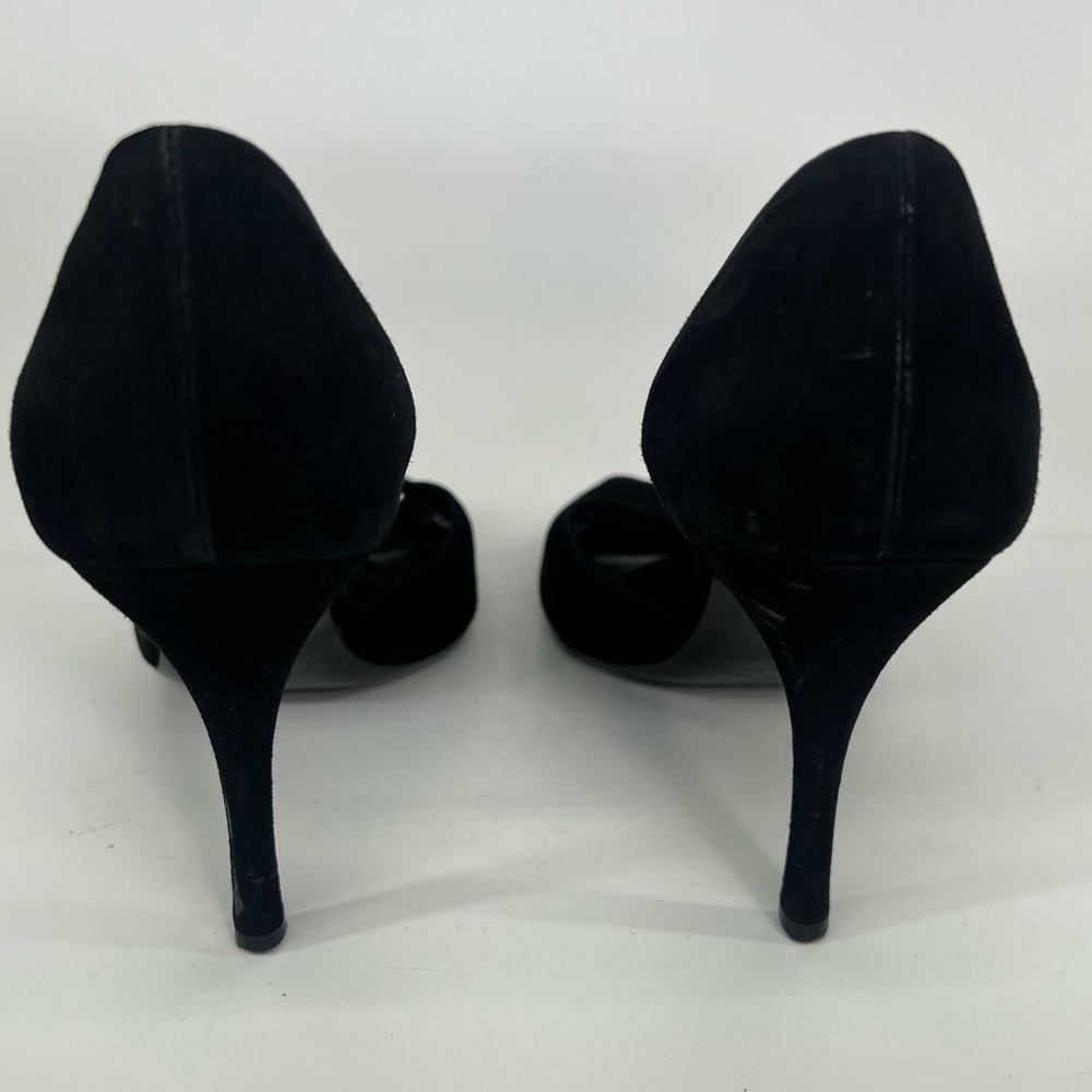 Prada black suede peeptoe stiletto pumps D’Orsay style size 39 US 9 Nine 4” heel - Picture 9 of 10